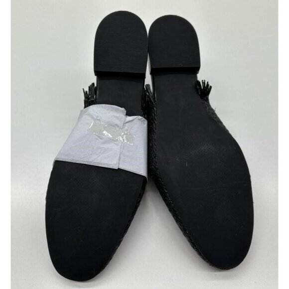 LINEA PAOLO Andine Black Woven Raffia Fringe Mules Slip On Slides Sandals sz 12 - Picture 5 of 8